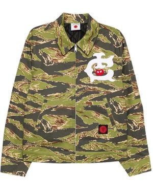 ICECREAM タイガーストライプ ワークジャケット - グリーン