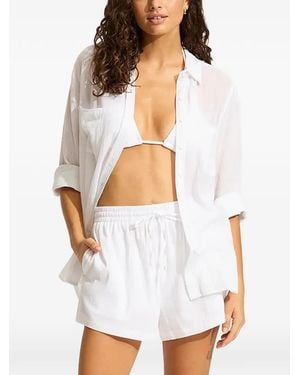 Seafolly Chemise De Plage Breeze À Col Boutonné Et Effet Froissé - Blanc