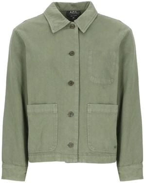 A.P.C. Button-Fastening Patch-Pocket Shirt - Green