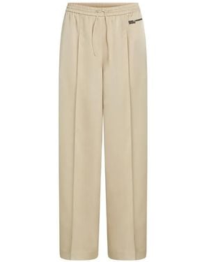 KARL LAGERFELD Contrast-Logo Trousers - Natural