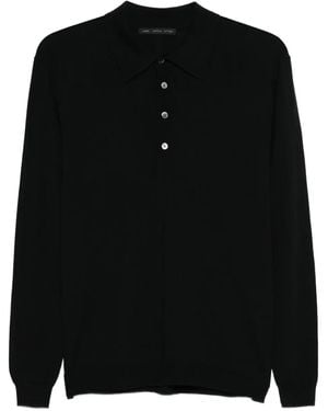 Low Brand Long-Sleeve Button Polo Shirt - Black