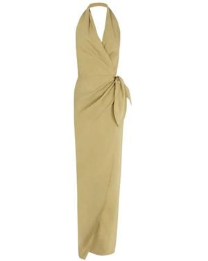 Cortana Mona Halterneck Wrap Maxi Dress - Metallic