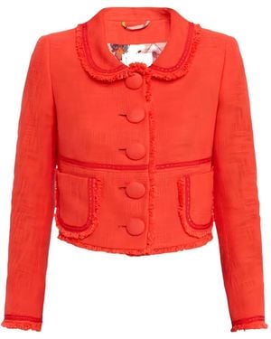 Maison Common Fringed Bouclé Tweed Jacket - Red