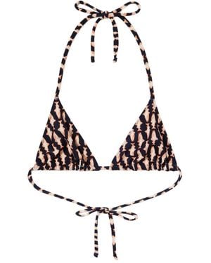 La DoubleJ Fish-Print Triangle Bikini Top - White