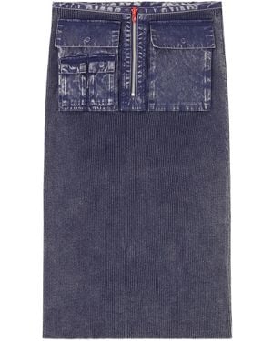 DIESEL M-Merin Ribbed Zip-Front Skirt - Blue