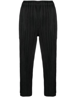 Pleats Please Issey Miyake Pleated Cropped Trousers - Black
