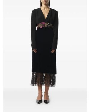 Lanvin Crystal-Embellished Lace-Trim Dress - Black