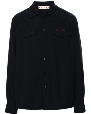 Marni Logo-Embroidered Shirt - Black