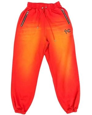 THUG CLUB Two-Tone Washed Track Pants - Red