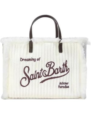 MC2 Saint Barth Off Colette Bag With Ribbed Knit Design - White