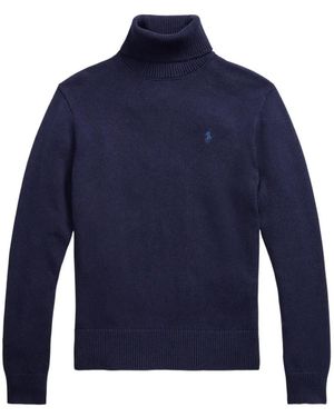 Polo Ralph Lauren Roll-Neck Logo-Embroidery Sweater - Blue