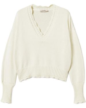 Twinset Scallop-Edge Jumper - White