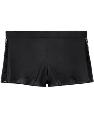 Aubade Silk Desire Lace-Insert Pyjama Bottoms - Black
