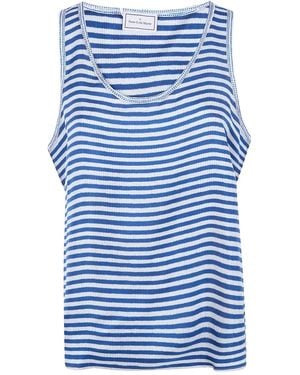 Pierre Louis Mascia Striped Silk Tank Top - Blue