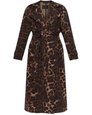 AllSaints Abel Leopard-Print Belted Trench Coat - Brown