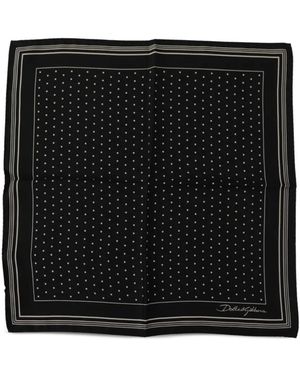 Dolce & Gabbana Polka-Dot Logo-Print Pocket Square - Black