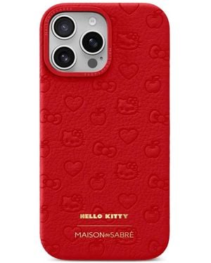 Maison De Sabre Raised Camera Guard Leather Phone Case - Red