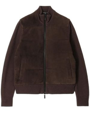 James Perse Suede Zip-Up Jacket - Brown