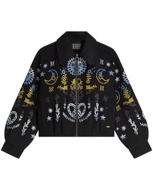 Scotch & Soda Celestial-Embroidered Bomber Jacket - Black