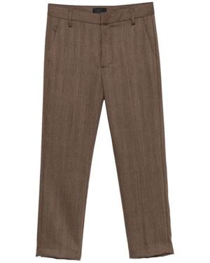 Dondup Nima Herringbone-Pattern Cropped Wool Pants - Gray