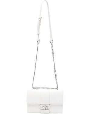 ARMANI EXCHANGE Logo-Plaque Shoulder Bag - White