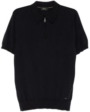 Brioni Zip-Fastening Short-Sleeve Polo Shirt - Black