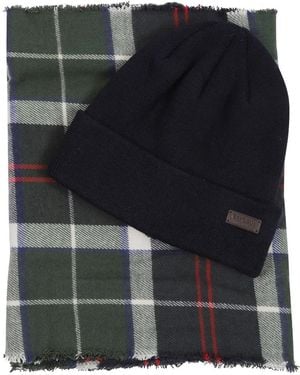 Barbour Swinton & Galingale Tartan-Print Scarf Beanie Hat Set - Black