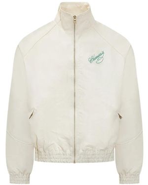 Willy Chavarria Ruff Rider Embroidery-Logo Bomber Jacket - White