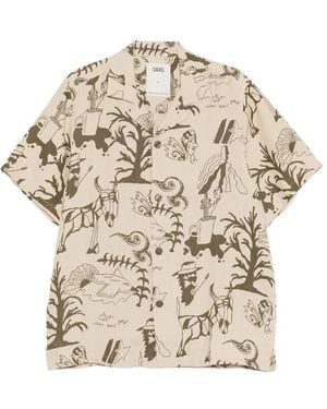 Oas Poplan Cuba Graphic-Print Linen Shirt - Natural