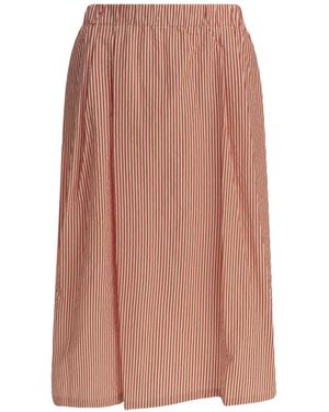 Apuntob Striped Pleated Cotton Midi Skirt - Pink