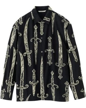 A Kind Of Guise Derbin Sword-Print Long-Sleeved Shirt - Black