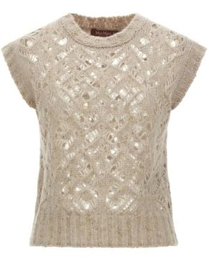 Max Mara Albero Perforated Knit Vest - Natural