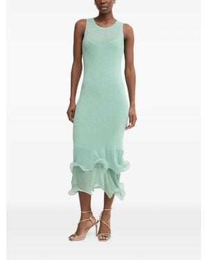 SIMONA CORSELLINI Ruffled-Trim Knit Dress - Green