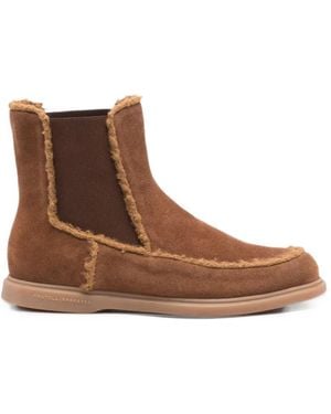 Fratelli Rossetti Shearling-Trim Suede Boots - Brown