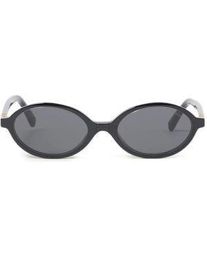 Miu Miu Regard Round-Frame Logo Sunglasses - Grey