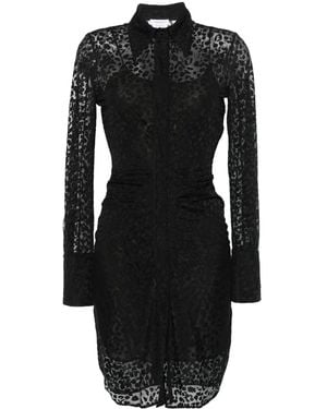 McQueen Leopard Devoré Mini Dress - Black