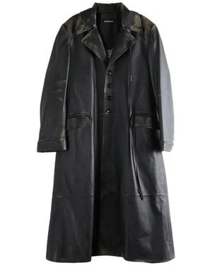 Ann Demeulemeester Faded-Effect Leather Coat - Black