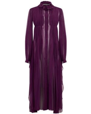 Alberta Ferretti Ruffled Pleated Maxi Dress - Purple
