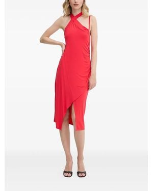 Liu Jo Asymmetric-Neck Midi Dress - Red