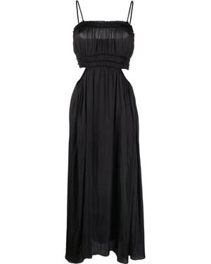 Maje Pleated Cut-Out Midi Dress - Black
