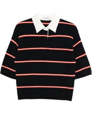 Dorothee Schumacher Striped Collared Polo Top - Black