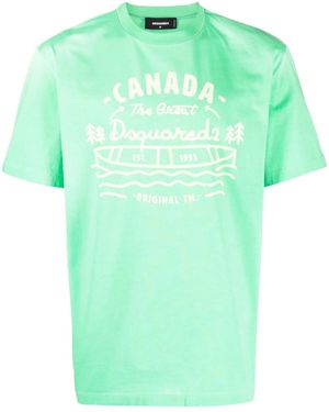 DSquared² Logo-Print Cotton T-Shirt - Green