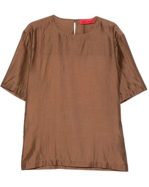 Thelatest Dean Short-Sleeve Blouse - Brown