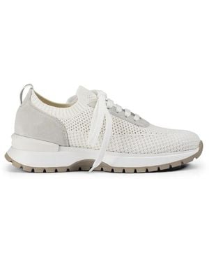 Doucal's Suede Knitted Trainers - White