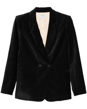 forte_forte Double-Breasted Velvet Blazer - Black
