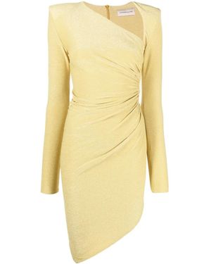 Alexandre Vauthier Metallic-Sheen Asymmetric Fitted Dress - Yellow