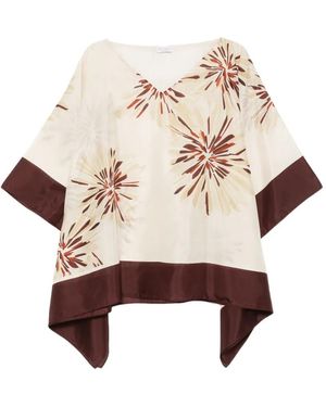 Brunello Cucinelli Printed Silk Blouse - Natural