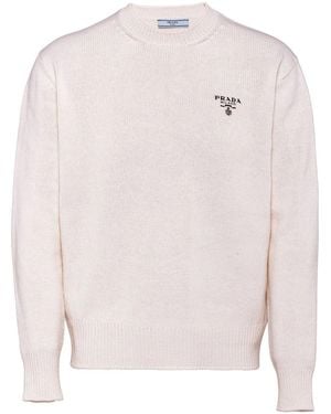 Prada Logo-Embroidered Cashmere Sweater - Pink