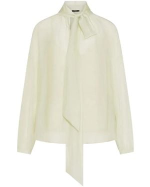 Seventy Pussy-Bow Semi-Sheer Blouse - White