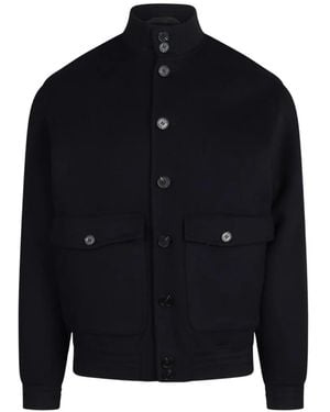 Paltò High-Neck Button-Up Jacket - Blue